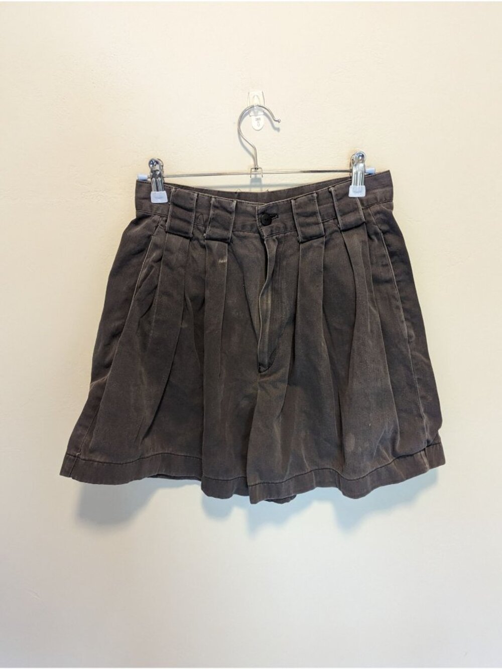 Vintage Allison Taylor Pleated Gray High-Waisted Shorts Womens